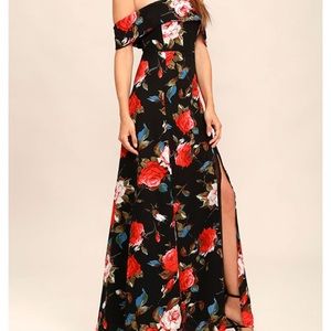 Floral print off the shoulder maxi dress